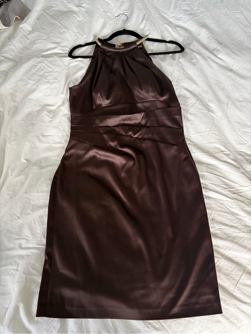 Eliza J Chocolate Brown Halter Midi Dress